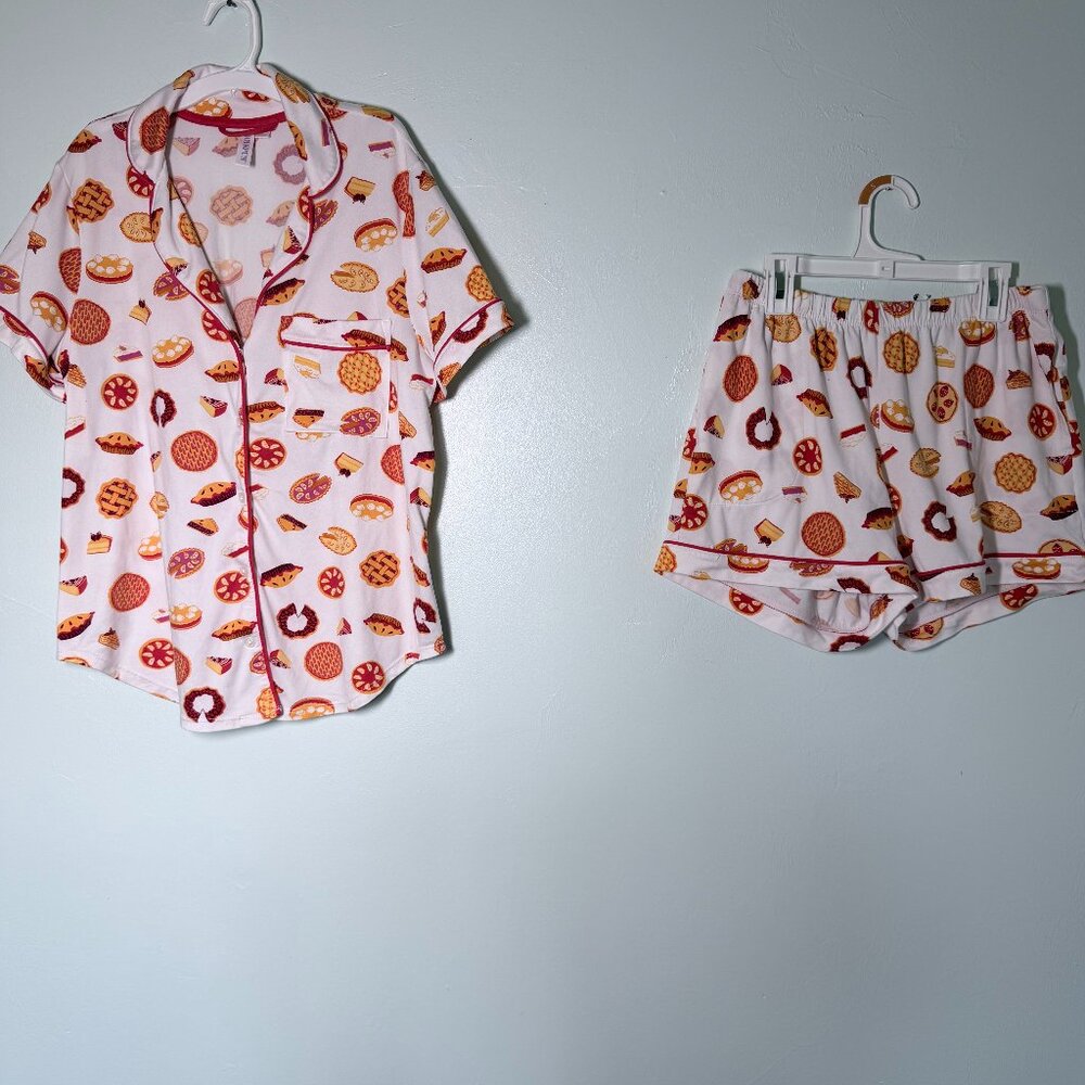 Joyspun 2-piece Pajama Set w/Pies & Desserts in Women's Small Super Soft Pockets